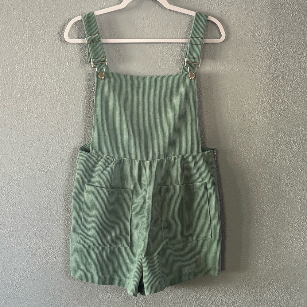 Handmade Light Green Corduroy Overalls Womens Size L / 31 Waist